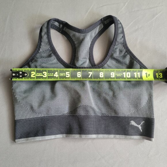Puma Sports Bra Womens M Grey Racerback Light Support Activewear Gym Yoga Run - Picture 3 of 7